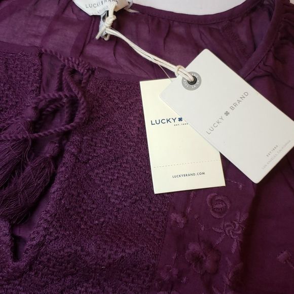 Lucky Brand Women's Embroidered Flutter Sleeve Top - Picture 3 of 8